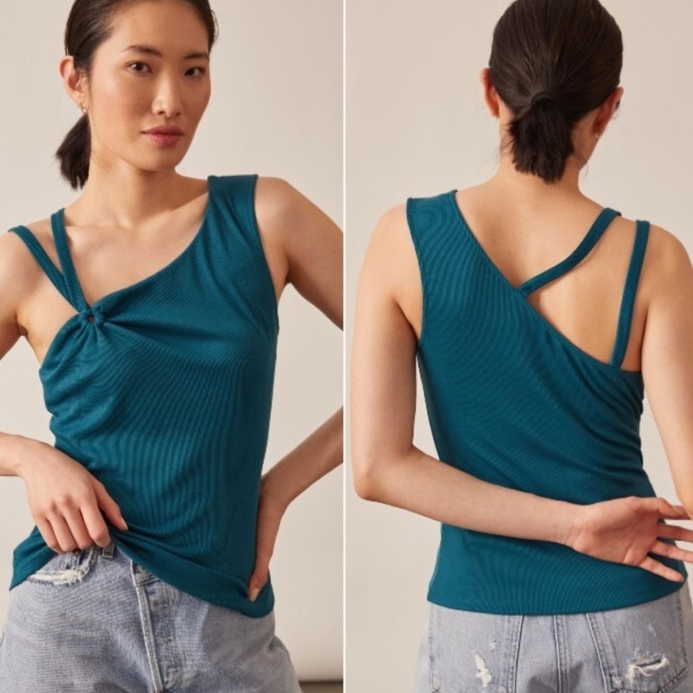 Anthropologie Sunday in Brooklyn Asymmetric Strappy Tank Teal Med